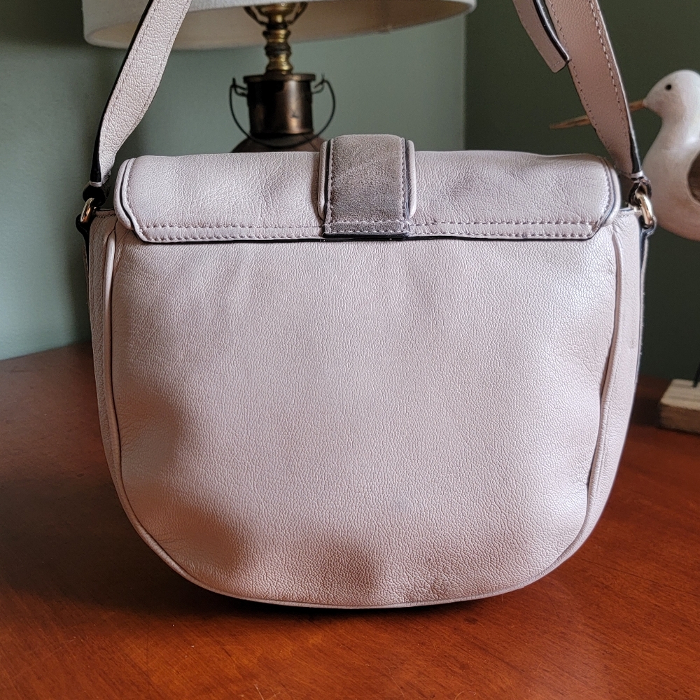 Kate Spade Hunts Place Marsi Taupe Leather Suede Saddle Crossbody Bag - Picture 6 of 16